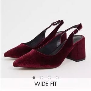 ASOS wide fit burgundy velvet heels